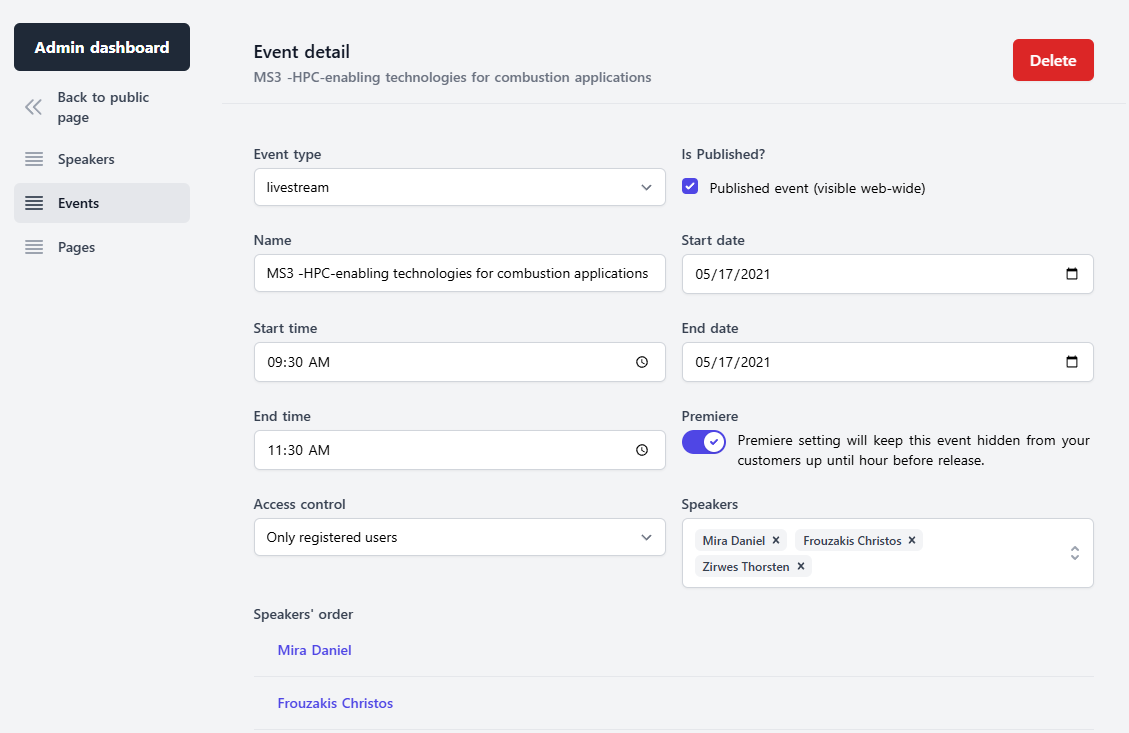 Admin dashboard preview